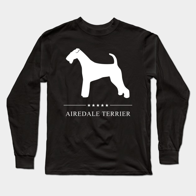 Airedale Terrier Dog White Silhouette Long Sleeve T-Shirt by millersye